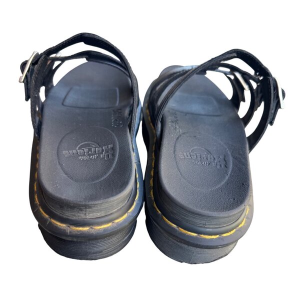 Dr. Martens Blaire Black Leather Slide Sandals Size 7 Triple Strap & Buckles - Picture 5 of 13